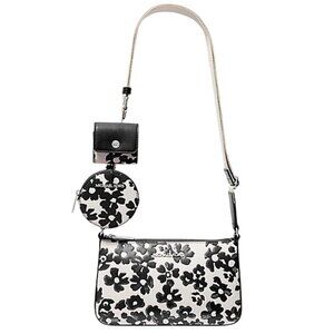 NEW Michael Kors Floral Jet Set Small Crossbody with Tech Attachment Bag Black